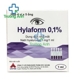 Hylaform 0,1% 1ml (Natri hyaluronate 1mg/ml) - Điều trị triệu chứng khô mắt hiệu quả