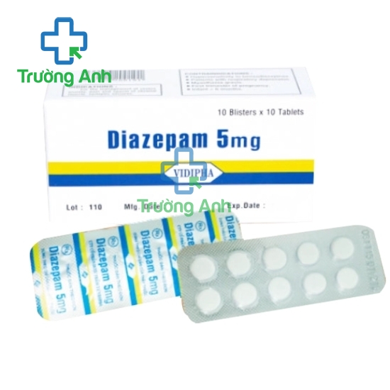 Diazepam 5mg Vidipha - Thuốc điều trị run, tâm thần nội sinh, co cứng cơ