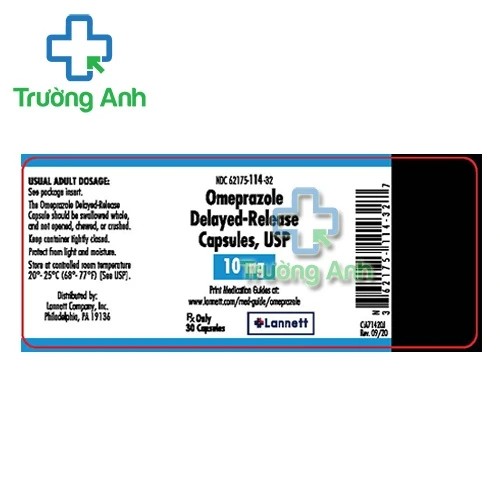 Omeprazole Delayed-Release Capsules,USP 10mg Lannett - Điều trị loét dạ dày-tá tràng